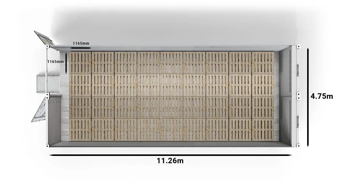 36 CHEP-Pallets in a 2-bay 40ft Arctic SuperStore
